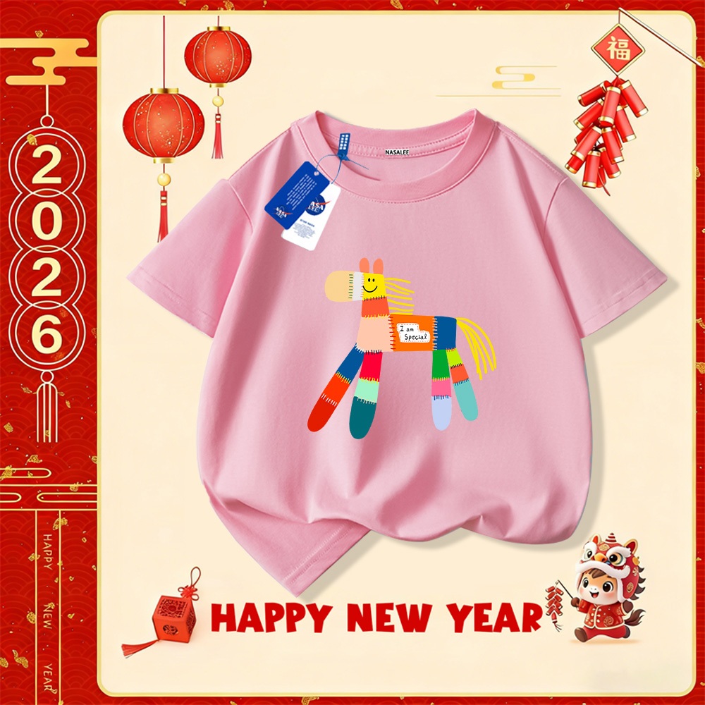 💥Xu hướng hot 2025 💥 Áo thun trẻ em NASA họa tiết năm Bính Ngọ — Chất liệu cotton — Unisex — Giao hàng ngay