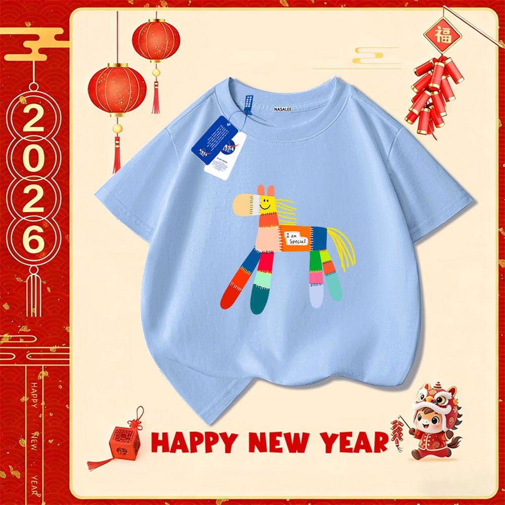 💥Xu hướng hot 2025 💥 Áo thun trẻ em NASA họa tiết năm Bính Ngọ — Chất liệu cotton — Unisex — Giao hàng ngay