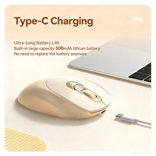 Chế Độ Kép 2.4G Bluetooth 5.0 Chuột Không Dây Công Thái Học Type-C Chuột Sạc Chế Độ Ngủ Thông Minh USB Im Lặng Game Thủ Chuột Cho PC