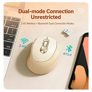 Chế Độ Kép 2.4G Bluetooth 5.0 Chuột Không Dây Công Thái Học Type-C Chuột Sạc Chế Độ Ngủ Thông Minh USB Im Lặng Game Thủ Chuột Cho PC
