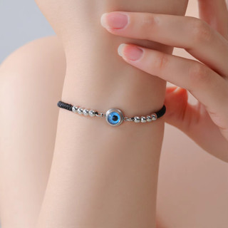 Vòng tay thép không gỉ ác mắt cho nam nữ, điều chỉnhsize, mang lại may mắn và bảo vệ