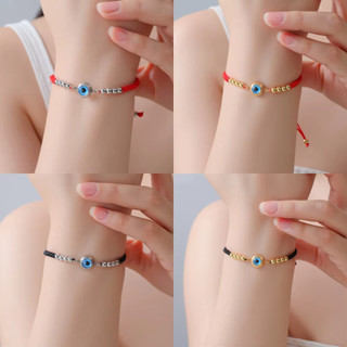 Vòng tay thép không gỉ ác mắt cho nam nữ, điều chỉnhsize, mang lại may mắn và bảo vệ