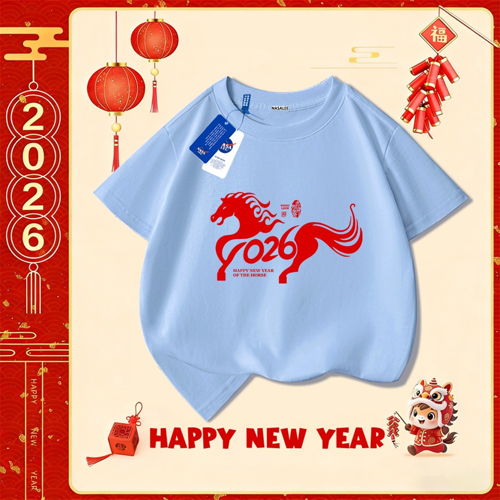 💥Xu hướng hot 2025 💥 Áo thun trẻ em NASA họa tiết năm Ngọ thời trang — Chất liệu cotton — Unisex — Giao hàng ngay