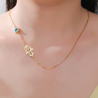 Hamsa Ác Mắt bằng thép không gỉ rỗng, choker thời trang và may mắn - Trang sức quà tặng độc đáo