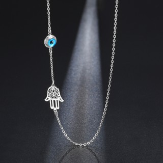 Hamsa Ác Mắt bằng thép không gỉ rỗng, choker thời trang và may mắn - Trang sức quà tặng độc đáo