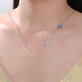 Hamsa Ác Mắt bằng thép không gỉ rỗng, choker thời trang và may mắn - Trang sức quà tặng độc đáo