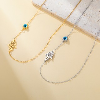Hamsa Ác Mắt bằng thép không gỉ rỗng, choker thời trang và may mắn - Trang sức quà tặng độc đáo