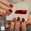 Năm Mới Kim Cương Đỏ Sơn Móng Tay Keo Phong Cách Mới Trắng Burgundy Nhấp Nháy Đĩa Kim Cương Sơn Móng Tay Keo Phong Cách Mới Burgun Trắng