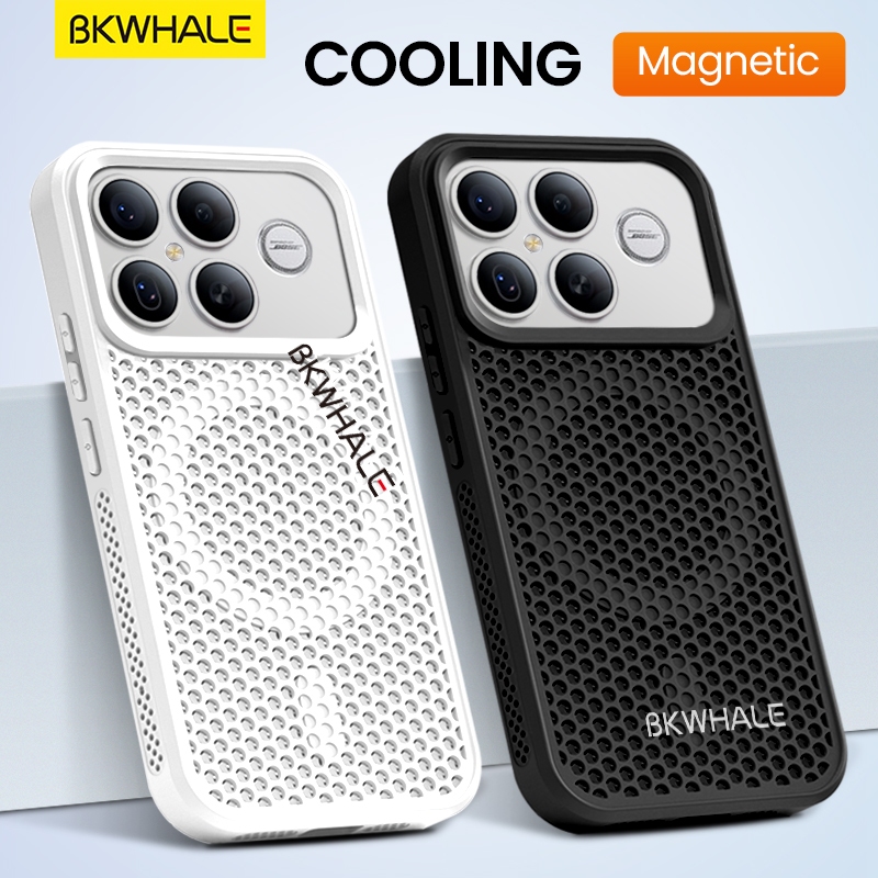 BKWHALE Làm Mát Từ Tính Ốp lưng Xiaomi Poco F9 F8 Ultra F7Ultra F6 Pro F5Pro X8 Pro Max Xiaomi 17 15 14 13T Pro Redmi K60 K70 K90 Pro Max Chống Rơi Ốp Lưng Mềm CasiG