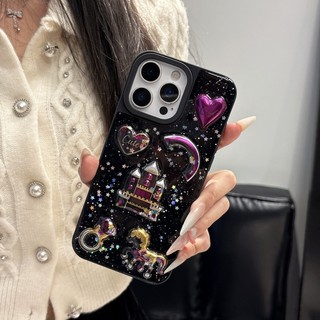 Bột lấp lánh sang trọng Dream Castle Dropd Gel Vỏ điện thoại 3D Thích hợp cho iPhone 11 12 13 14 15 16 17 Pro Max Bao gồm tất cả Vỏ silicon chống rơi