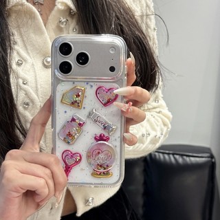 Bột lấp lánh sang trọng Dream Castle Dropd Gel Vỏ điện thoại 3D Thích hợp cho iPhone 11 12 13 14 15 16 17 Pro Max Bao gồm tất cả Vỏ silicon chống rơi