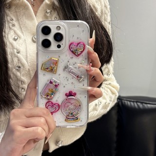 Bột lấp lánh sang trọng Dream Castle Dropd Gel Vỏ điện thoại 3D Thích hợp cho iPhone 11 12 13 14 15 16 17 Pro Max Bao gồm tất cả Vỏ silicon chống rơi