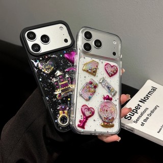 Bột lấp lánh sang trọng Dream Castle Dropd Gel Vỏ điện thoại 3D Thích hợp cho iPhone 11 12 13 14 15 16 17 Pro Max Bao gồm tất cả Vỏ silicon chống rơi