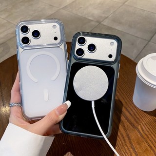 Pha lê trong suốt hai màu từ tính cửa sổ lớn phù hợp cho iPhone 13 14 15 16 17 Pro Max mặt sau màu được bọc hoàn toàn vỏ silicon chống rơi