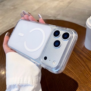 Pha lê trong suốt hai màu từ tính cửa sổ lớn phù hợp cho iPhone 13 14 15 16 17 Pro Max mặt sau màu được bọc hoàn toàn vỏ silicon chống rơi
