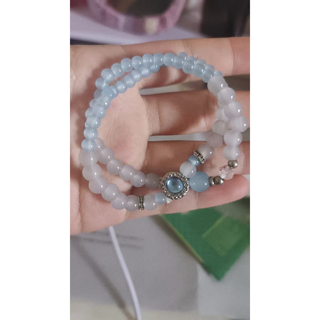 Màu xám Ánh Trăng Đôi Vòng Tay Nữ Phong Cách Làm dịu Cảm Xúc Niche Thiết Kế Bạn Gái Vòng Tay Cổ Làm Trắng Da Tất Cả Trận Đấu Hỗ Trợ Giấc Ngủ Chuyển Retro