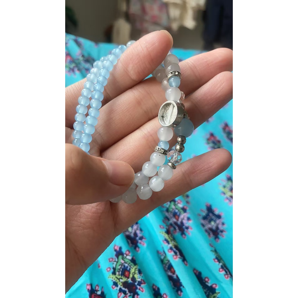 Màu xám Ánh Trăng Đôi Vòng Tay Nữ Phong Cách Làm dịu Cảm Xúc Niche Thiết Kế Bạn Gái Vòng Tay Cổ Làm Trắng Da Tất Cả Trận Đấu Hỗ Trợ Giấc Ngủ Chuyển Retro