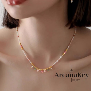 [COD] Vòng cổ đính cườm Rhodochrosite tự nhiên nhiều màu, INS-Style, Bohemian Holiday Vibe, Thiết kế thủ công độc đáo, Vòng cổ cổ cổ điển & sang trọng, Phong cách & bắt mắt, Nhận ngay! [Arcana