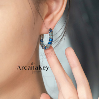 Bông tai vòng tráng men màu xanh Bohemian - Thiết kế sang trọng và thanh lịch