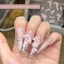 Trang trí móng tay Phụ kiện làm móng tay bằng vải Satin chạm khắc mềm mại Phụ kiện làm móng tay phong cách mới Cô gái Ngọc trai hồng Bướm trắng Trang trí móng tay có thể đeo ba chiều