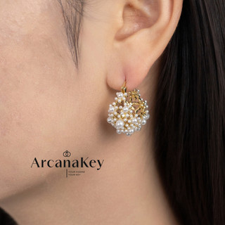 Kẹp tai đính cườm phong cách cổ điển kiểu Pháp, lớp phủ mờ thanh lịch - ArcanaKey