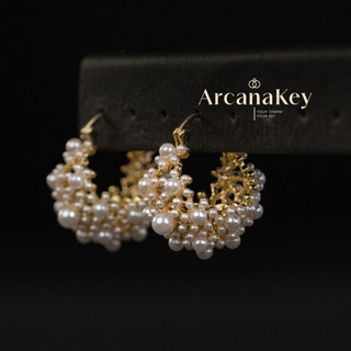 Kẹp tai đính cườm phong cách cổ điển kiểu Pháp, lớp phủ mờ thanh lịch - ArcanaKey