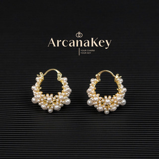Kẹp tai đính cườm phong cách cổ điển kiểu Pháp, lớp phủ mờ thanh lịch - ArcanaKey