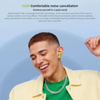 Tai nghe Realme Buds T200 32dB Giảm tiếng ồn chủ động Cuộc gọi AI Khử tiếng ồn 50 giờ Tuổi thọ cao Tai nghe TWS không dây