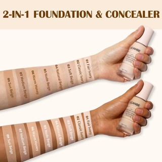 Kem nền 2 trong 1 UCANBE + Kem che khuyết điểm, Trang điểm mờ lâu trôi che phủ toàn diện cho da bình thường, kết hợp và dầu, Công thức chống nước có thể xây dựng với axit Hyaluronic