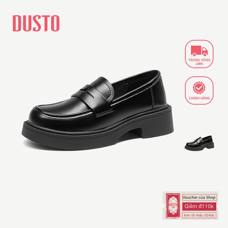 DUSTO Loafers Nữ Giày Da Đế Dày 4.3cm Phù Hợp Với Thoải Mái Đế Mềm Phong Cách Mới DW25C1250A