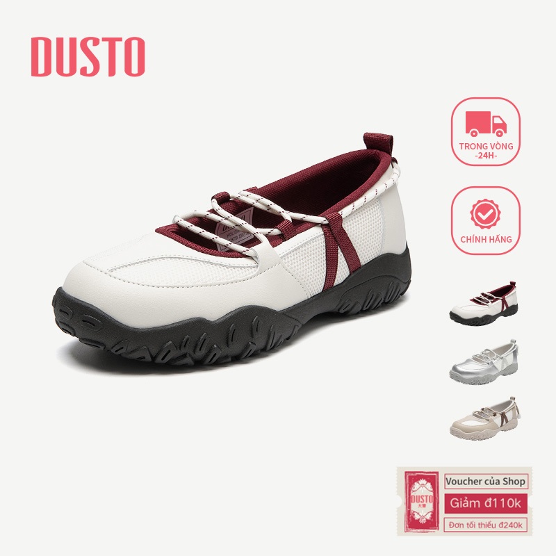 DUSTO Giày Thể Thao Giày Búp Bê Nữ Đế Bằng Dây Đan Chéo Phong Cách Thể Thao Thoáng Khí DWH002673A