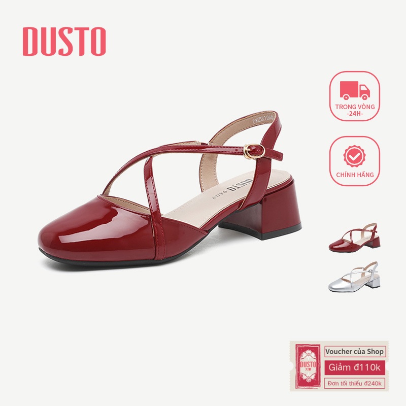 Giày Sandal DUSTO Nữ Gót Dày Giày Nữ Giữa Gót 4.4cm DW25X1064A