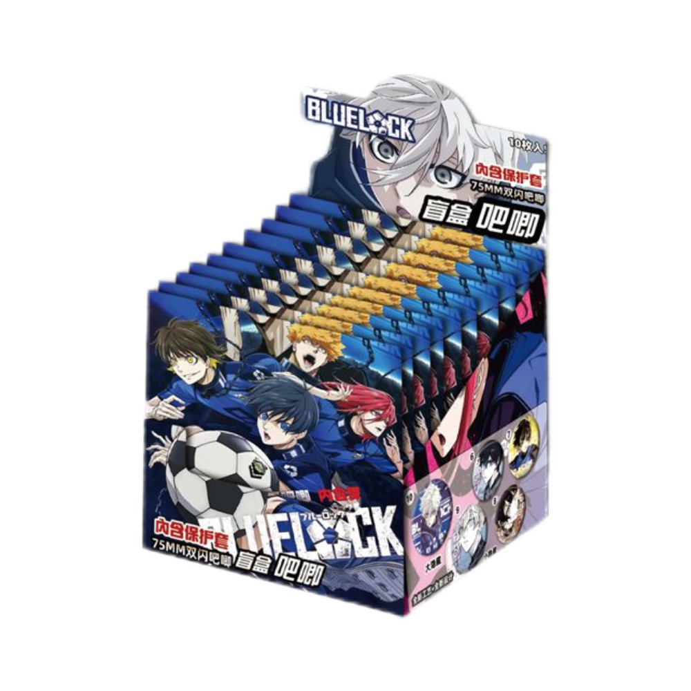 Blue Lock Anime Merch Blind Box Bộ huy hiệu đèn Flash | Chân tráng men sắt 75MM có bảo vệ | 10 miếng mỗi hộp | Chân ngực sưu tập | Phụ Kiện Anime