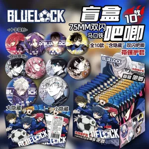 Blue Lock Anime Merch Blind Box Bộ huy hiệu đèn Flash | Chân tráng men sắt 75MM có bảo vệ | 10 miếng mỗi hộp | Chân ngực sưu tập | Phụ Kiện Anime