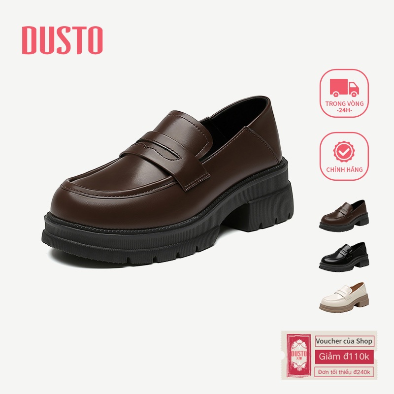 Giày lười DUSTO Giày nữ đế dày 5,7cm Giày loafers đế xuồng da DWA002167A/DW25Q0142A