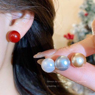 8 Chiếc Nhiều Màu Sắc Ngọc Trai / Đỏ Mã Não Bông Tai Bộ S925 Kim Trang Sức Thanh Lịch Cho Nữ Đảng Phụ Kiện Hàng Ngày 2025
