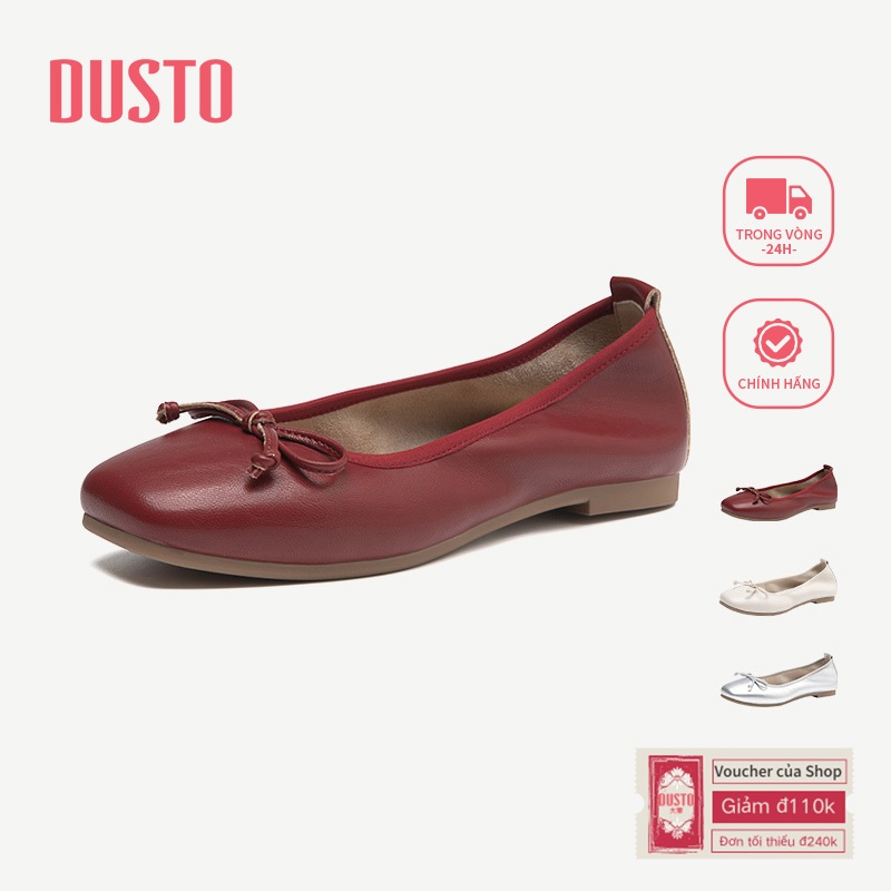 DUSTO Giày Búp Bê Nữ Giày Đế Bằng Nữ Ballet Ren Nơ DW25C0162A