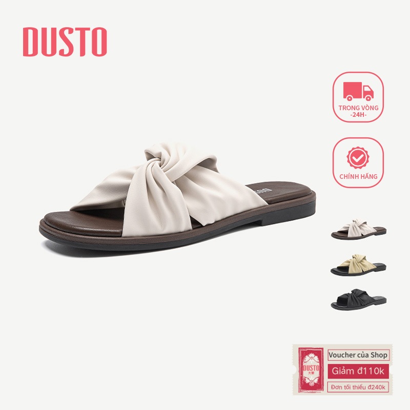 DUSTO Dép Đế Bằng Nữ Dép Vải Thiết Kế Chữ Thập Thời Trang Phong Cách Mới DW25X0199A