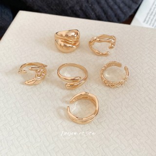 Bộ nhẫn không đều hợp thời trang dành cho nữ DREJEW: Nhẫn tuyên bố tông màu vàng / bạc, Phụ kiện thời trang dạo phố Edgy cho ngoại hình hàng ngày được xếp lớp