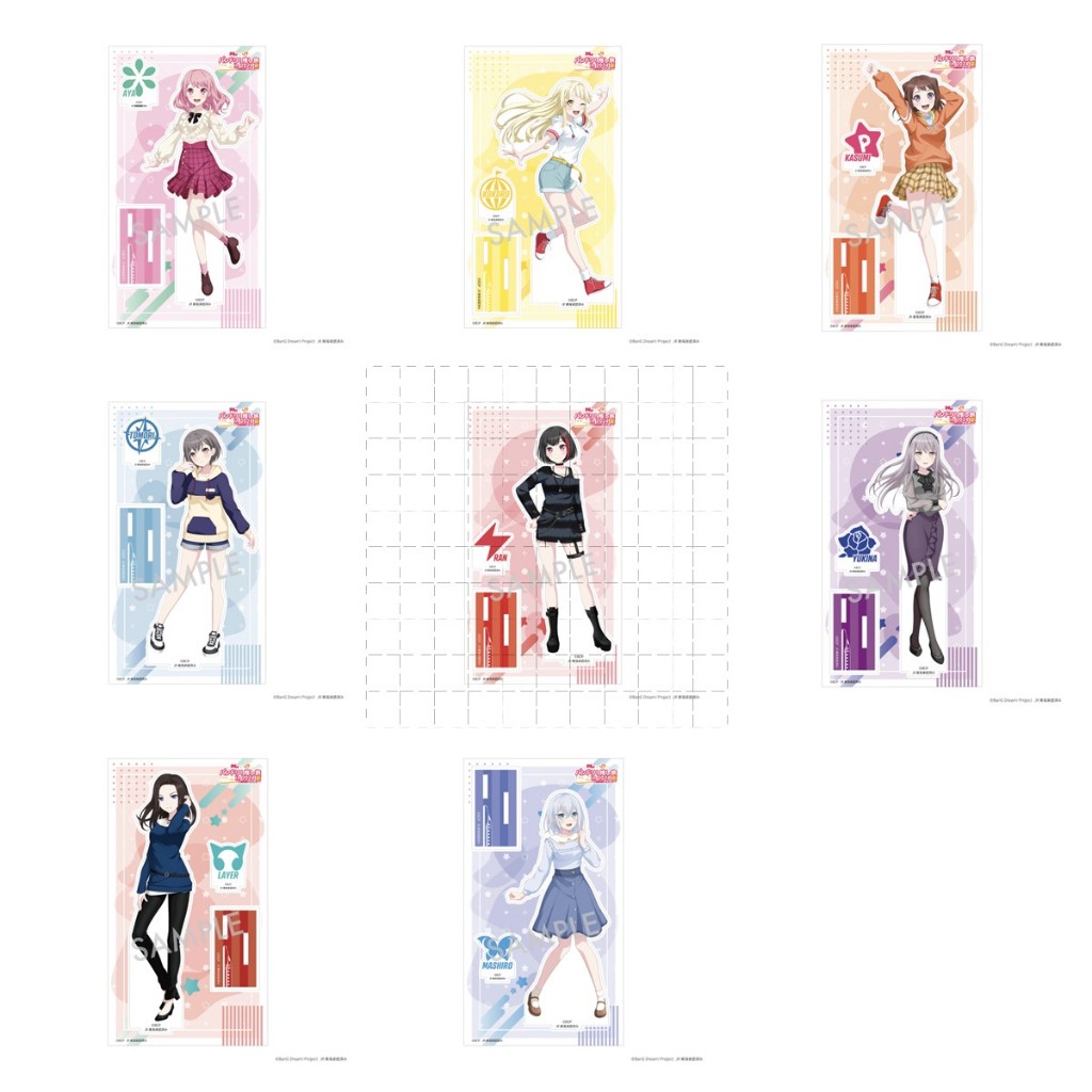 BanG Dream Bang Dream! Chân đế Acrylic - Kasumi, Ran, Aya, LAYER Hình Set Anime Merch Trang trí bàn làm việc