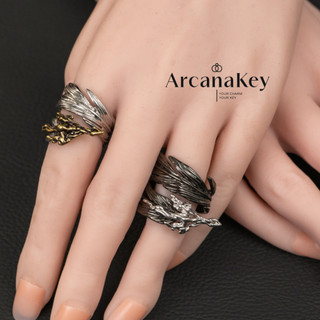 Nhẫn đôi lông vũ Gothic Y2K, thiết kế độc đáo, phù hợp wear hàng ngày - ArcanaKey