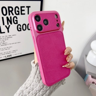 Sang Trọng Thay Đổi Nhanh 17 Nhỏ Chữ V Da Cửa Sổ Lớn Ốp Lưng Điện Thoại Thích Hợp Cho iPhone 13 14 15 16 17 Pro Max Năm Mới Màu Đỏ Ốp Lưng Tất Cả Chống Rơi