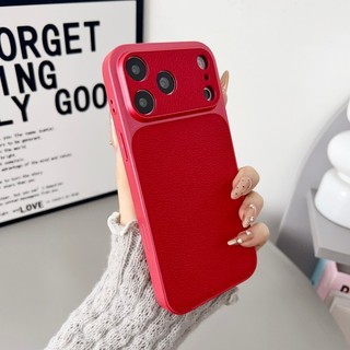 Sang Trọng Thay Đổi Nhanh 17 Nhỏ Chữ V Da Cửa Sổ Lớn Ốp Lưng Điện Thoại Thích Hợp Cho iPhone 13 14 15 16 17 Pro Max Năm Mới Màu Đỏ Ốp Lưng Tất Cả Chống Rơi
