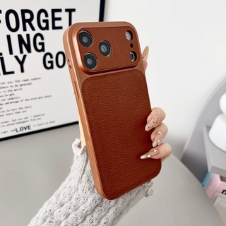 Sang Trọng Thay Đổi Nhanh 17 Nhỏ Chữ V Da Cửa Sổ Lớn Ốp Lưng Điện Thoại Thích Hợp Cho iPhone 13 14 15 16 17 Pro Max Năm Mới Màu Đỏ Ốp Lưng Tất Cả Chống Rơi