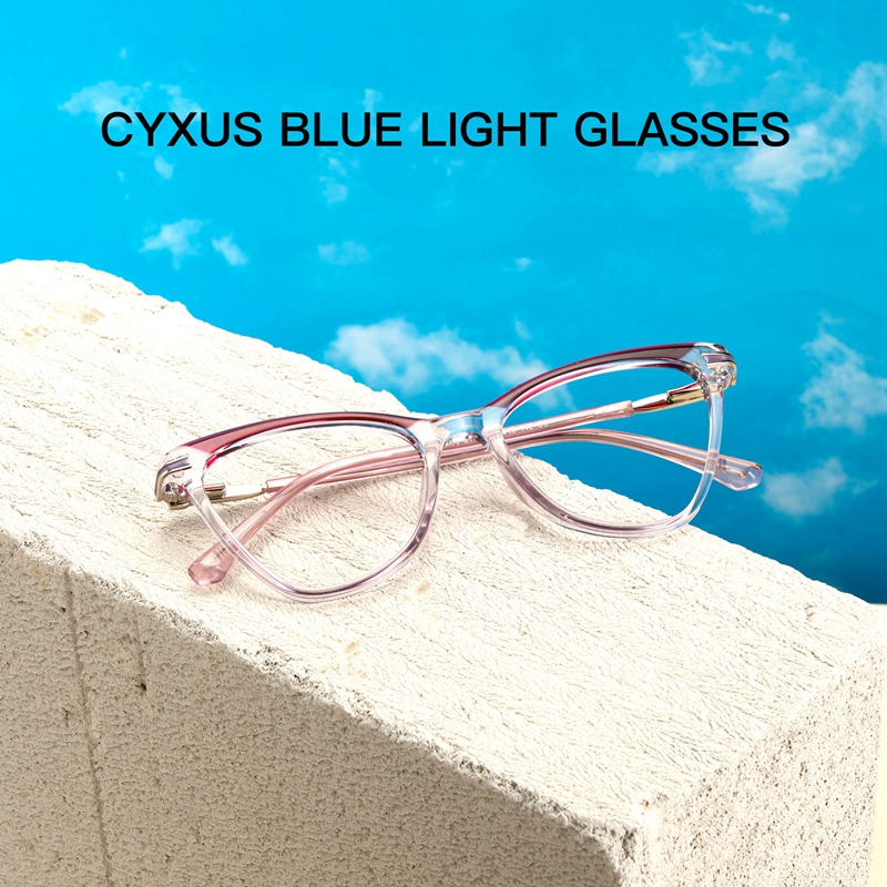 Cyxus Kính Chống Ánh Sáng Xanh Gọng Mắt Mèo TR90 Chống Mỏi Mắt Bảo Vệ UV400 Cho Văn Phòng Và Ngoài Trời 8189