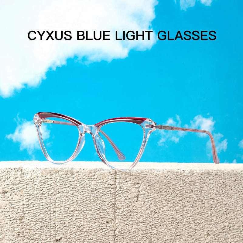 Cyxus Kính Chống Ánh Sáng Xanh Gọng Mắt Mèo TR90 Chống Mỏi Mắt Bảo Vệ UV400 Cho Văn Phòng Và Ngoài Trời 8189