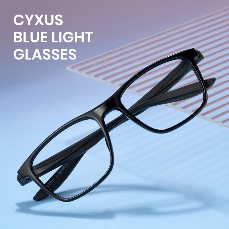 Cyxus Kính Chống Ánh Sáng Xanh Gọng Vuông Chất Liệu TR90 Bảo Vệ Mắt Máy Tính UV400 Giảm Căng Thẳng Mắt 8188