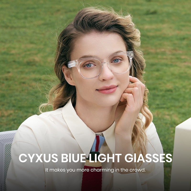 Cyxus Kính Mắt Chống Xanh Gọng TR90 Dày Bảo Vệ UV Giảm Căng Thẳng Kỹ Thuật Số Chống Chói Nam Nữ 8187