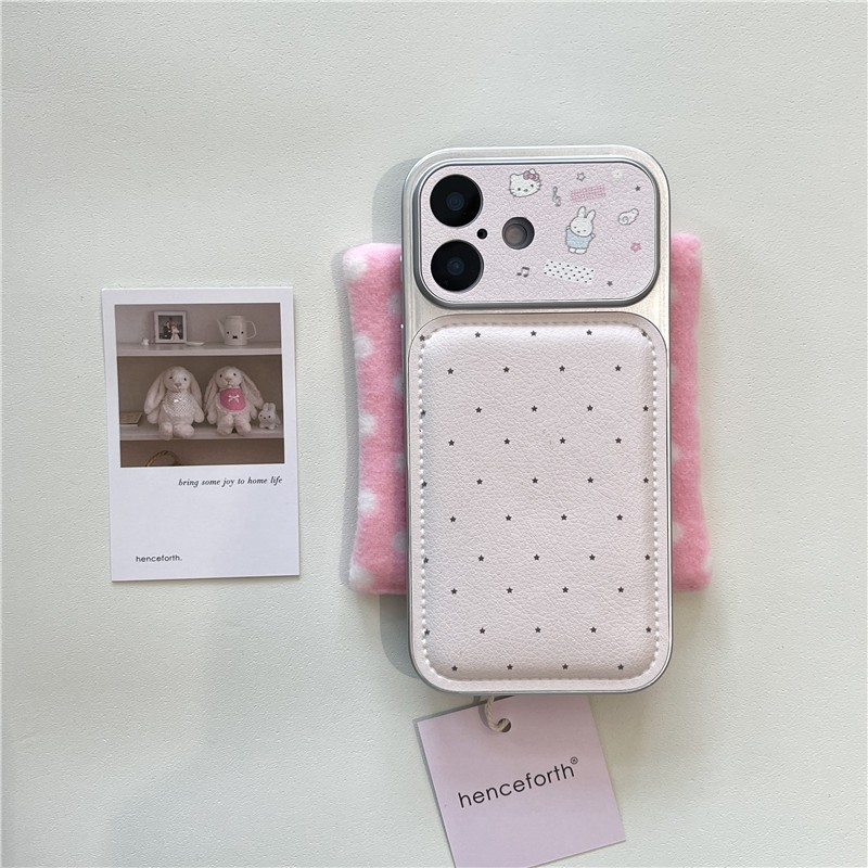 Ốp điện thoại PU họa tiết thỏ thêu iPhone 17 Pro max 16 Pro