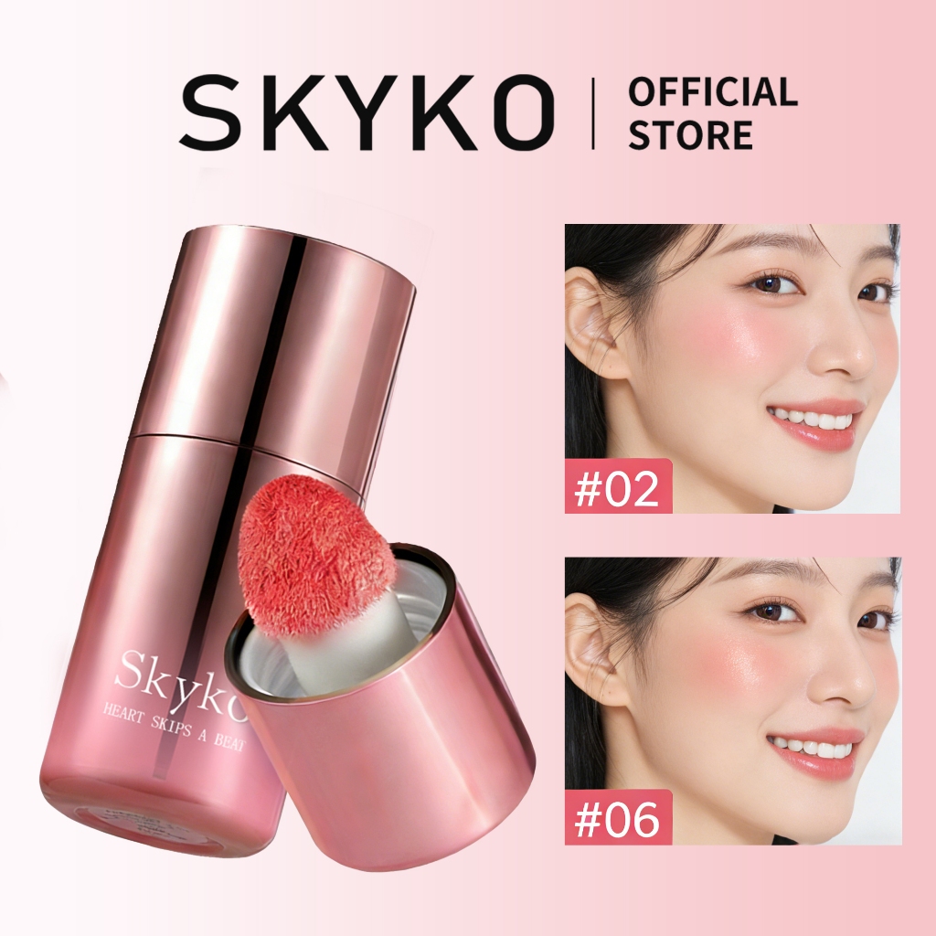 【Puff miễn phí】SKYKO Má hồng Watery Liquid Blush Phấn má hồng dạng lỏng Chống thấm nước lâu trôi 7 màu